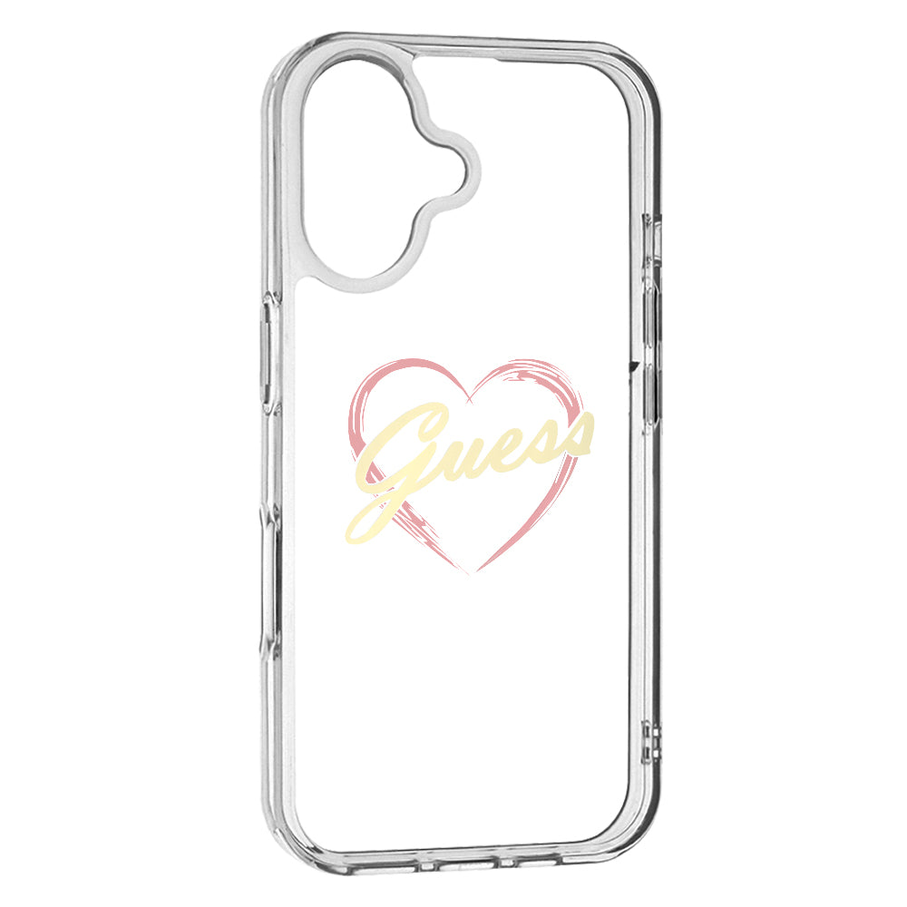 Pouzdro pro Apple iPhone 16, Guess, IML Heart, Průhledné