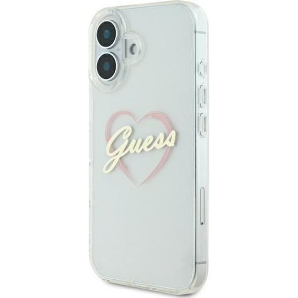 Pouzdro pro Apple iPhone 16, Guess, IML Heart, Průhledné