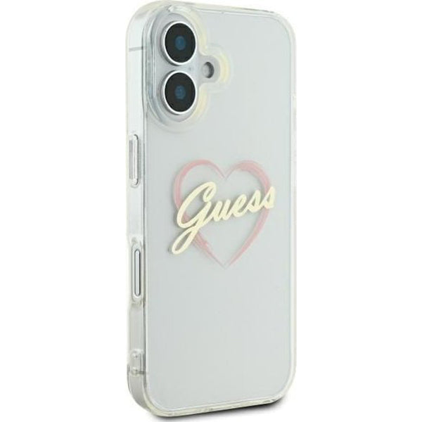 Pouzdro pro Apple iPhone 16, Guess, IML Heart, Průhledné