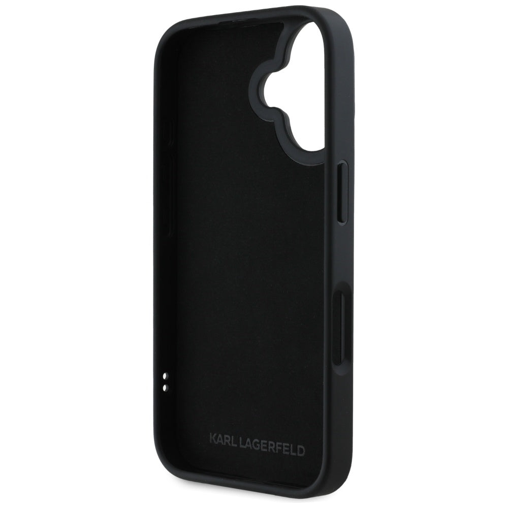 Pouzdro pro Apple iPhone 16, Karl Lagerfeld, 3D Rubber Karl & Choupette, Černá