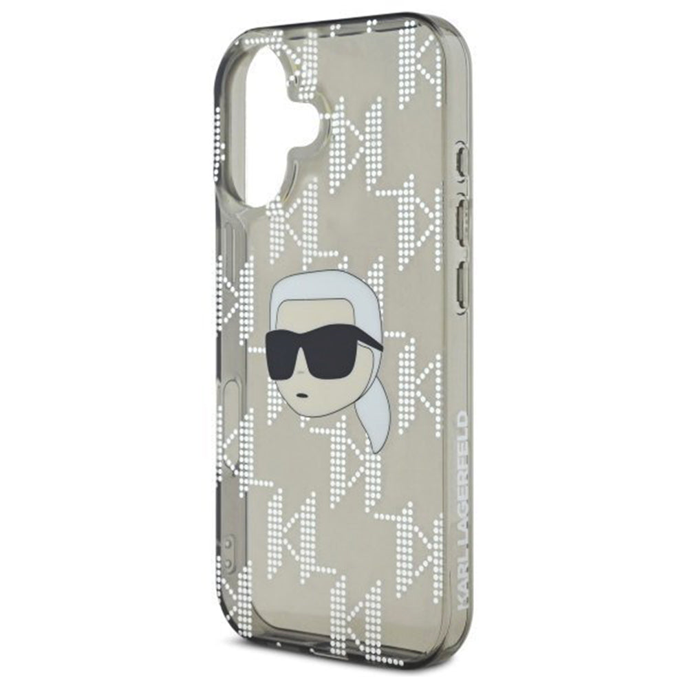 Pouzdro pro Apple iPhone 16, Karl Lagerfeld, IML Luxury Electroplated Karl's Head, Černá