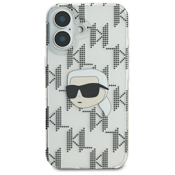 Pouzdro pro Apple iPhone 16, Karl Lagerfeld, IML Luxury Electroplated Karl's Head, Průhledné