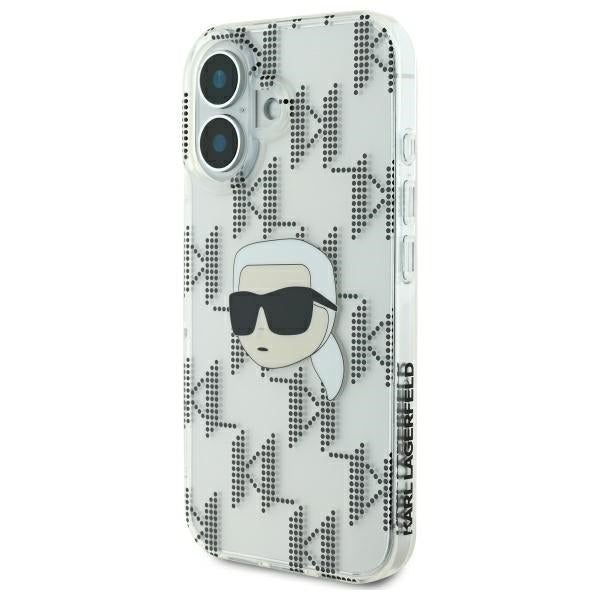 Pouzdro pro Apple iPhone 16, Karl Lagerfeld, IML Luxury Electroplated Karl's Head, Průhledné