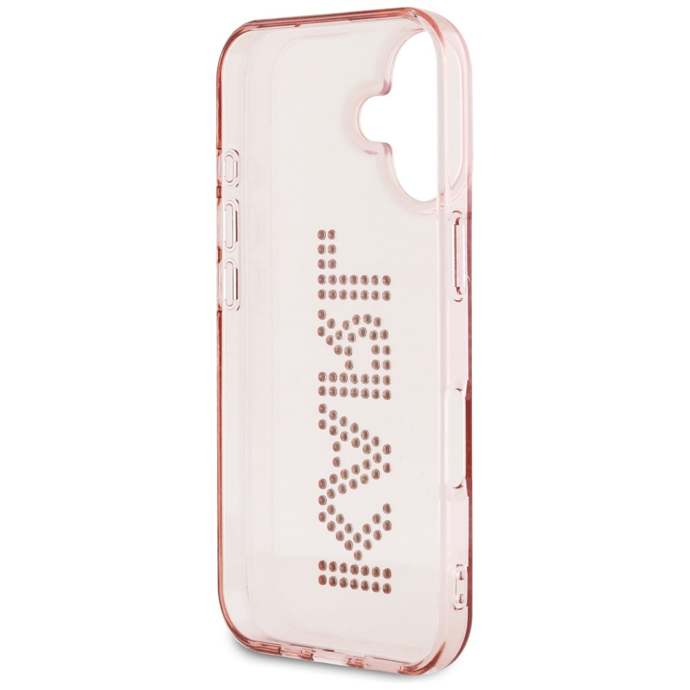 Pouzdro pro Apple iPhone 16, Karl Lagerfeld, IML Rhinestones Pink Logo, Růžové