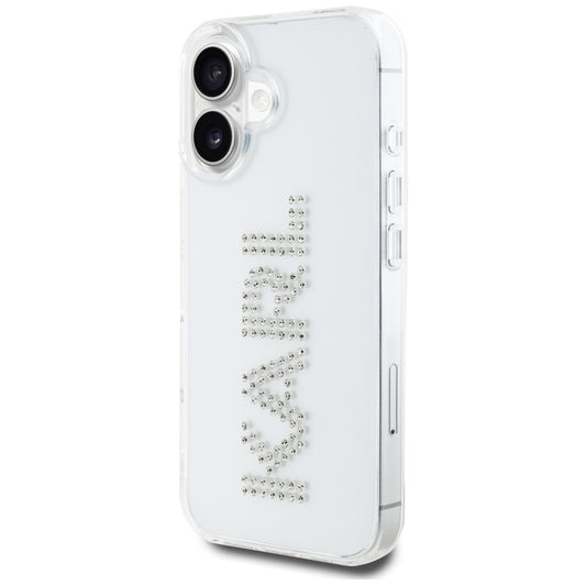 Pouzdro pro Apple iPhone 16, Karl Lagerfeld, IML Rhinestones Transparent Logo, Průhledné