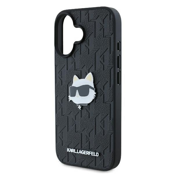 Pouzdro pro Apple iPhone 16, Karl Lagerfeld, Monogram Choupette's Head, Černá