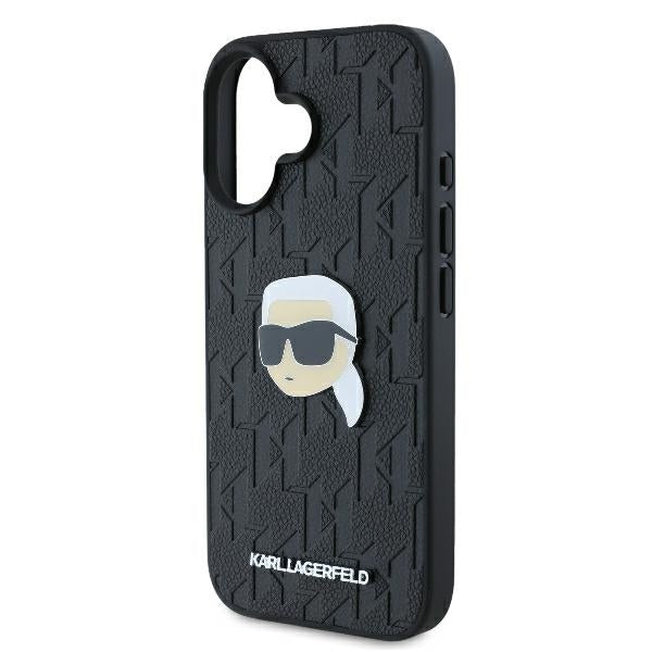 Pouzdro pro Apple iPhone 16, Karl Lagerfeld, Monogram Karl's Head, Černá