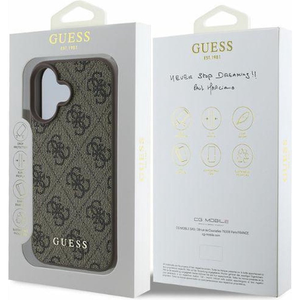 Case for Apple iPhone 16 Plus, Guess, 4G Classic, Brown