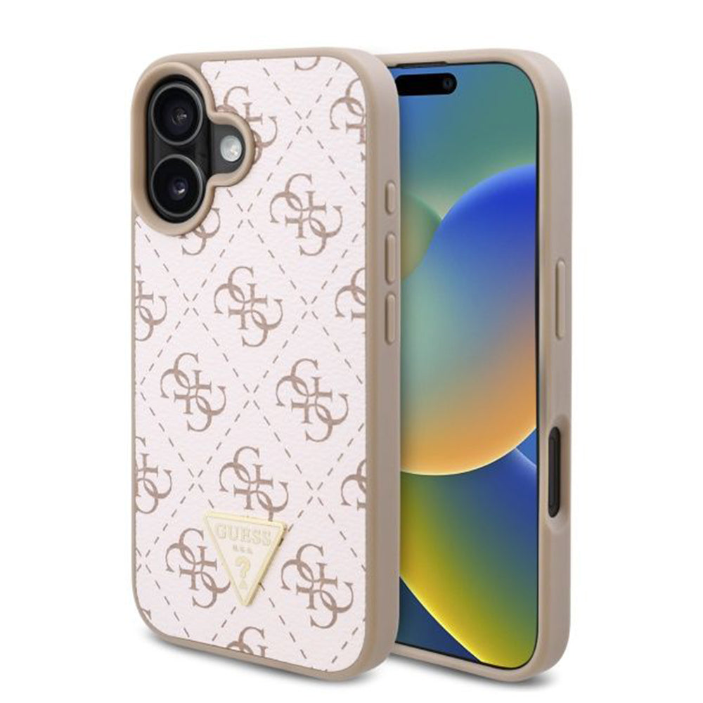 Pouzdro pro Apple iPhone 16 Plus, Guess, 4G Triangle Logo, Bílá