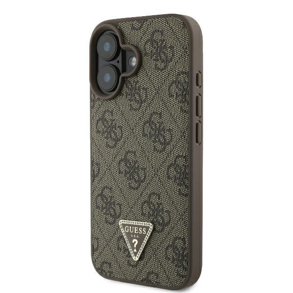 Pouzdro pro Apple iPhone 16 Plus, Guess, 4G Triangle Strass, Hnědá