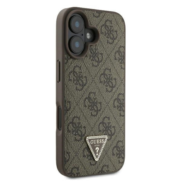 Pouzdro pro Apple iPhone 16 Plus, Guess, 4G Triangle Strass, Hnědá