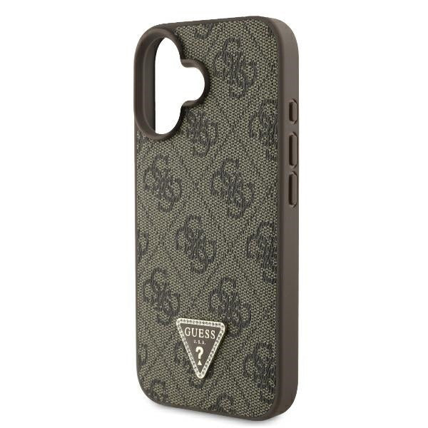 Pouzdro pro Apple iPhone 16 Plus, Guess, 4G Triangle Strass, Hnědá