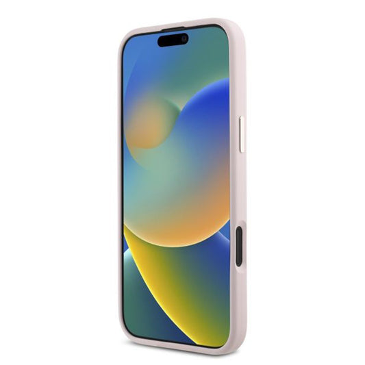 Pouzdro pro Apple iPhone 16 Plus, Guess, Script Metal Logo & Frame, Růžové