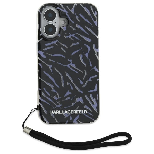 Pouzdro pro Apple iPhone 16 Plus, Karl Lagerfeld, Zebra with Cord Strap, Fialová