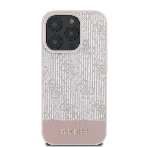 Pouzdro pro Apple iPhone 16 Pro, Guess, 4G Bottom Stripe, Růžové