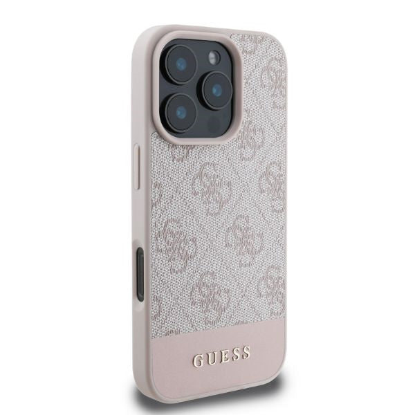 Pouzdro pro Apple iPhone 16 Pro, Guess, 4G Bottom Stripe, Růžové