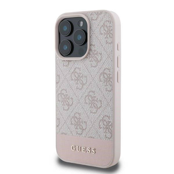 Pouzdro pro Apple iPhone 16 Pro, Guess, 4G Bottom Stripe, Růžové