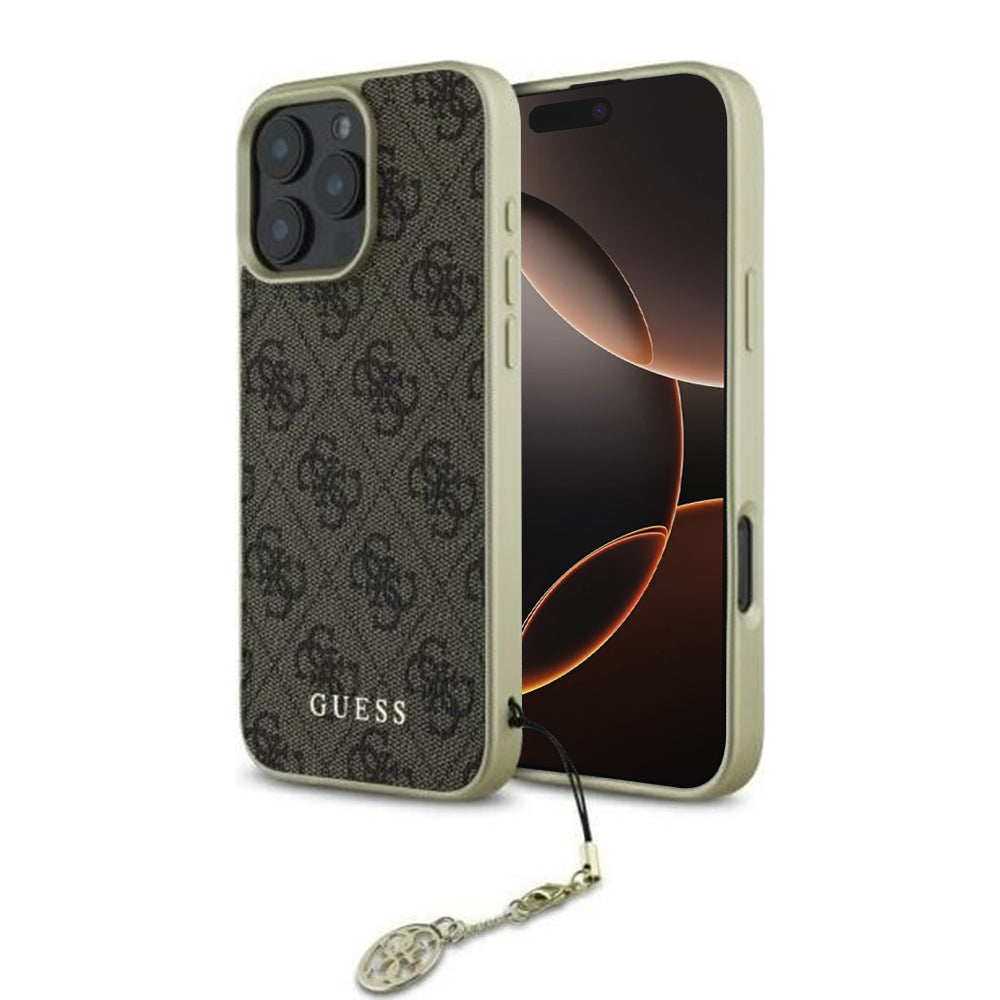 Pouzdro pro Apple iPhone 16 Pro, Guess, 4G Charm, Hnědá