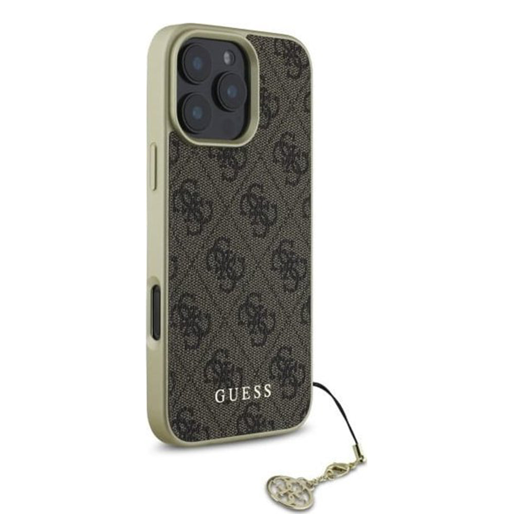 Pouzdro pro Apple iPhone 16 Pro, Guess, 4G Charm, Hnědá