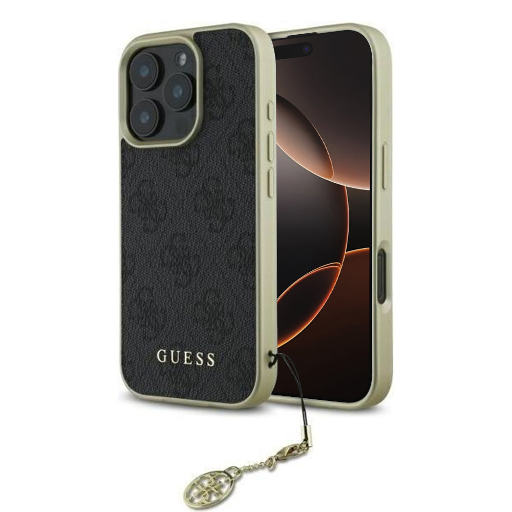 Pouzdro pro Apple iPhone 16 Pro, Guess, 4G Charm, Černá