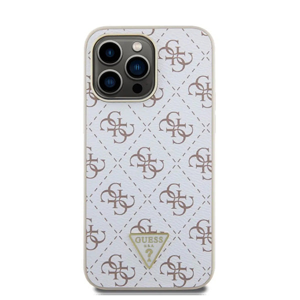 Pouzdro pro Apple iPhone 16 Pro, Guess, 4G Triangle Logo, Bílá