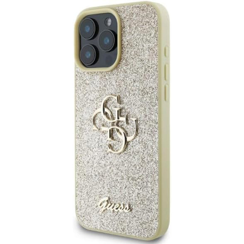 Pouzdro pro Apple iPhone 16 Pro, Guess, Fixed Glitter Big 4G, Zlaté