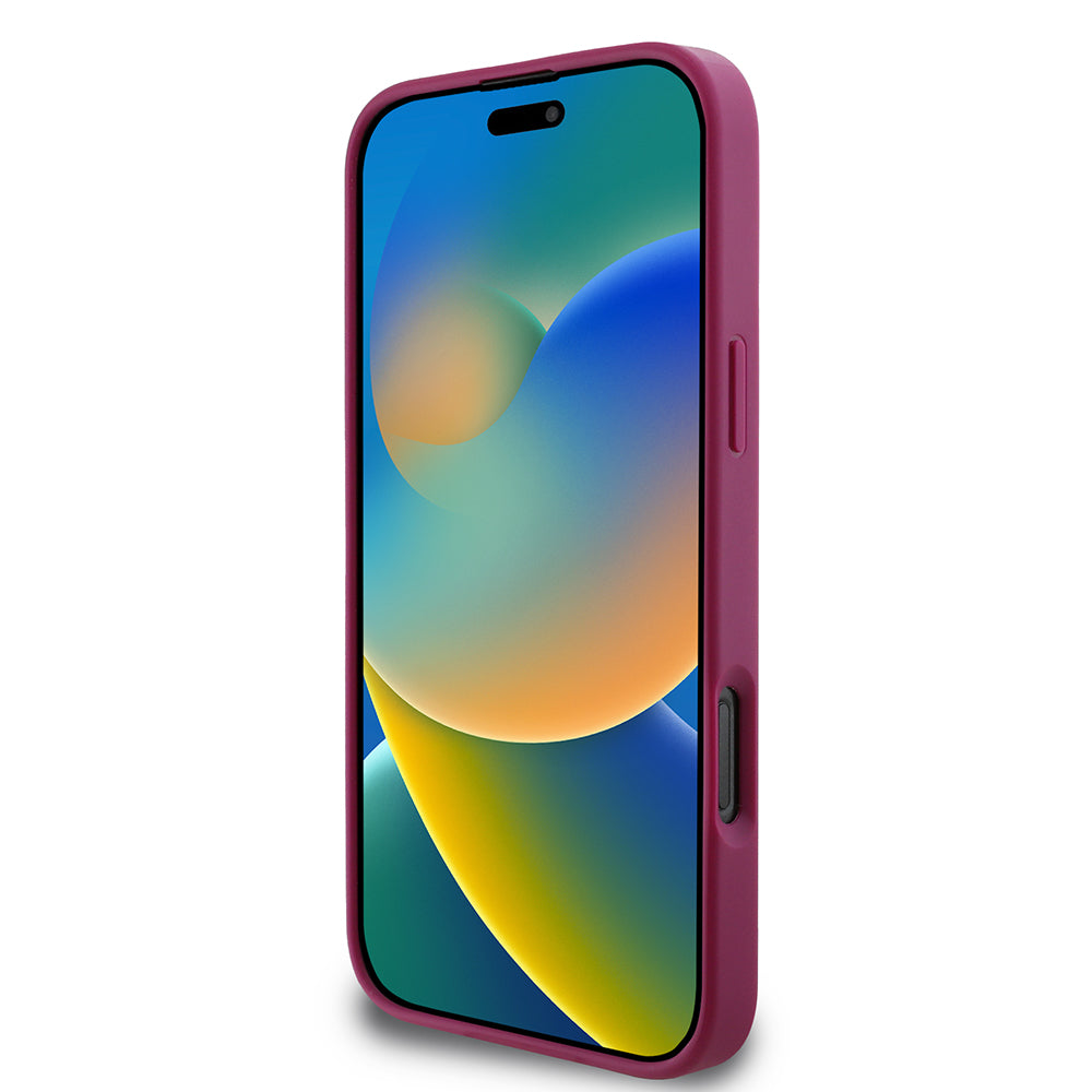 Pouzdro pro Apple iPhone 16 Pro, Guess, Glitter Big 4G Script, Magenta
