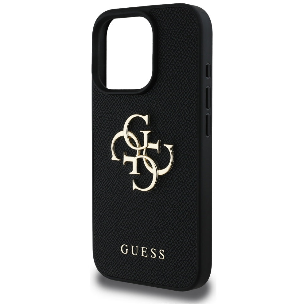 Pouzdro pro Apple iPhone 16 Pro, Guess, Grained Big 4G Logo Small Classic Logo, Černá