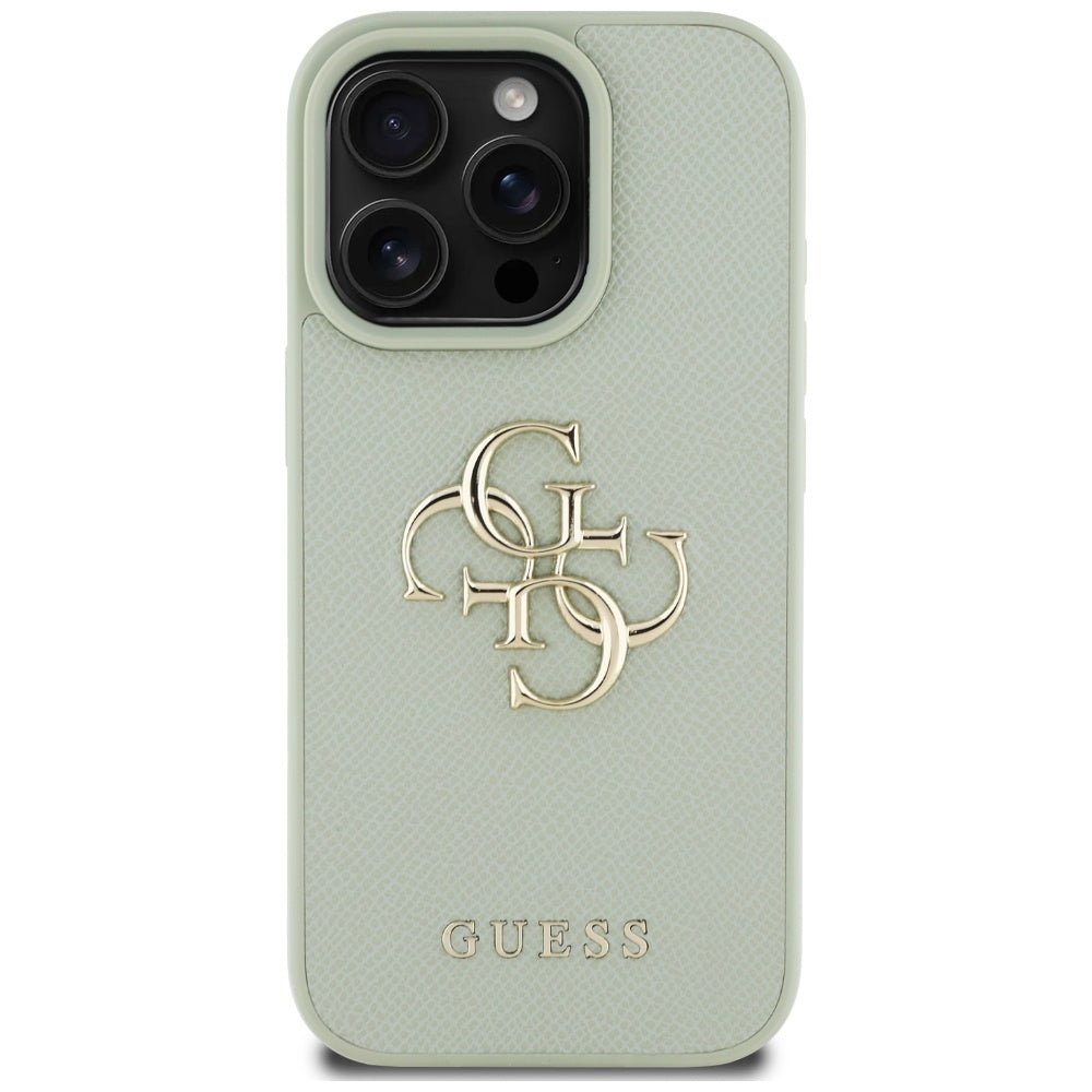 Pouzdro pro Apple iPhone 16 Pro, Guess, Grained Big 4G Logo Small Classic Logo, Zelená