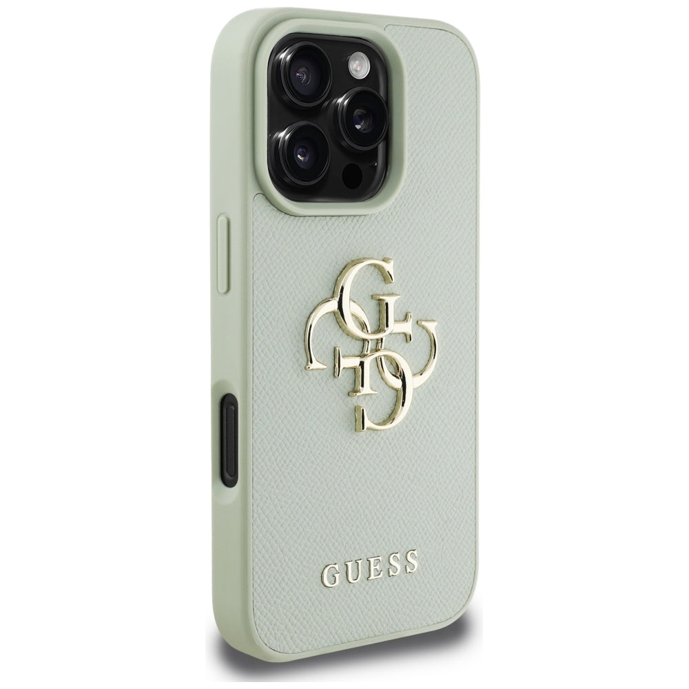 Pouzdro pro Apple iPhone 16 Pro, Guess, Grained Big 4G Logo Small Classic Logo, Zelená