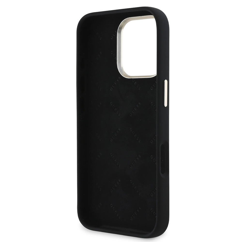 Pouzdro pro Apple iPhone 16 Pro, Guess, Script Metal Logo & Frame, Černá