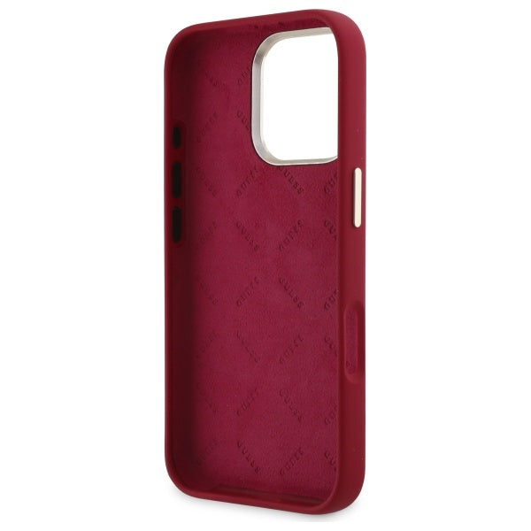 Pouzdro pro Apple iPhone 16 Pro, Guess, Script Metal Logo, Růžová