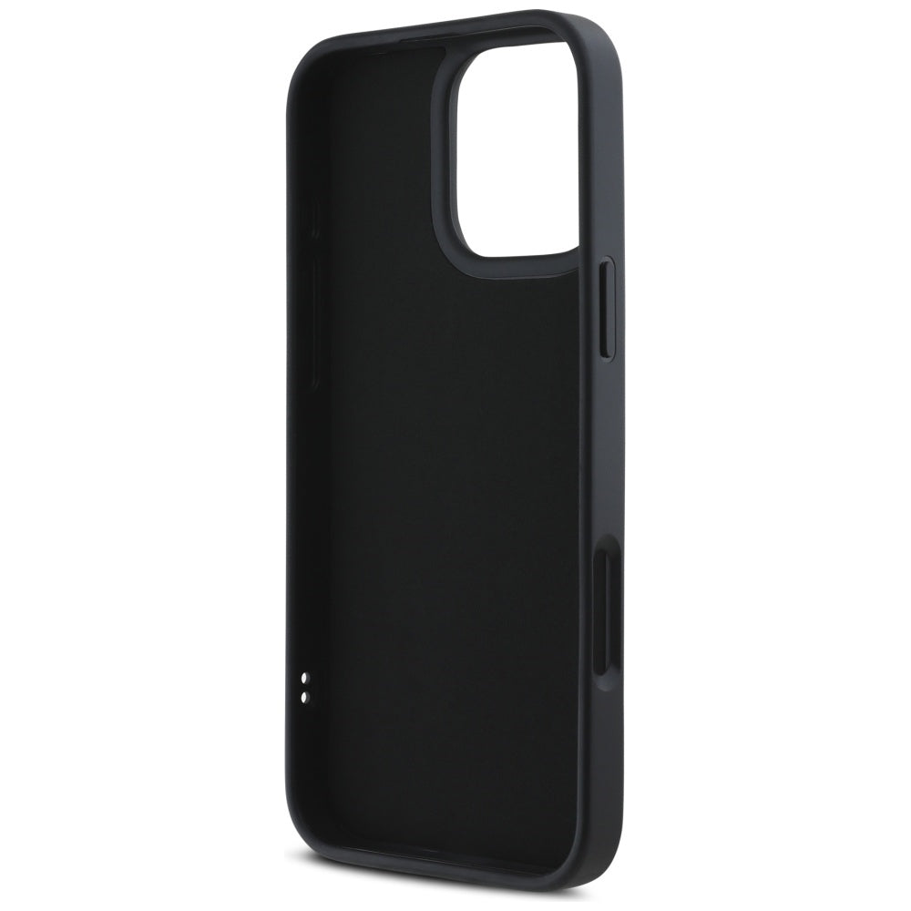 Pouzdro pro Apple iPhone 16 Pro, Karl Lagerfeld, 3D Rubber Elongated Glitter Logo, Černá
