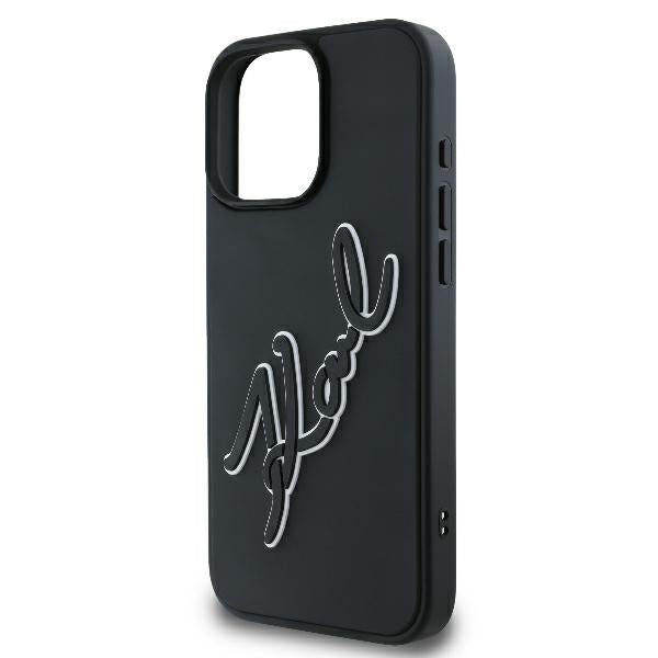 Pouzdro pro Apple iPhone 16 Pro, Karl Lagerfeld, 3D Rubber Signature, Černá