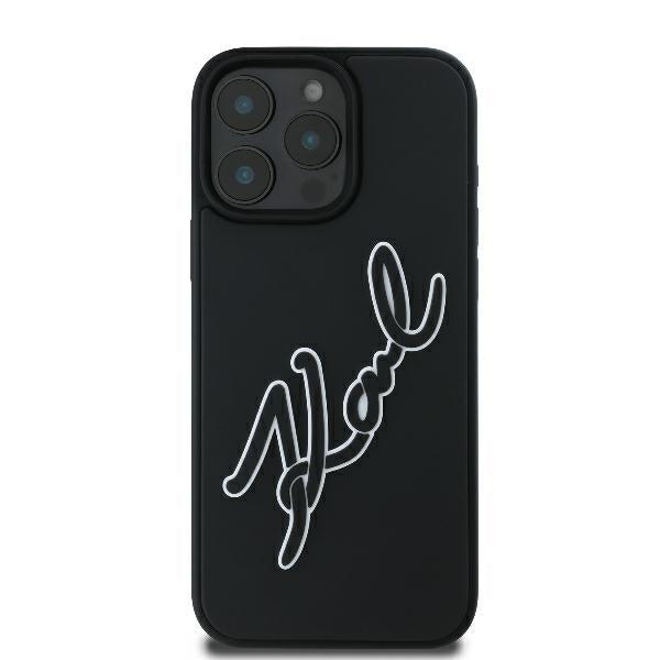 Pouzdro pro Apple iPhone 16 Pro, Karl Lagerfeld, 3D Rubber Signature, Černá