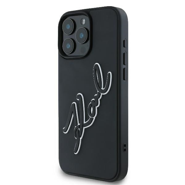 Pouzdro pro Apple iPhone 16 Pro, Karl Lagerfeld, 3D Rubber Signature, Černá