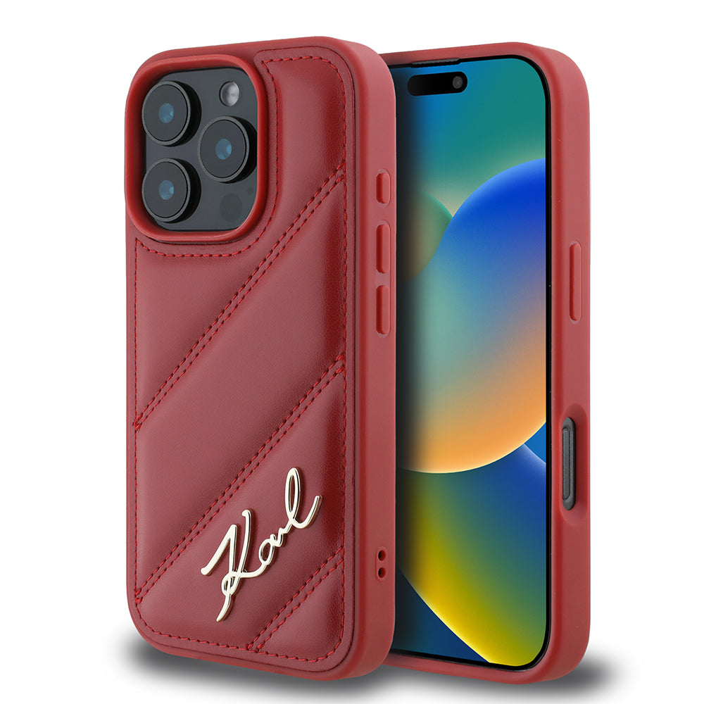 Pouzdro pro Apple iPhone 16 Pro, Karl Lagerfeld, Diagonal Quilted Script, Rosie