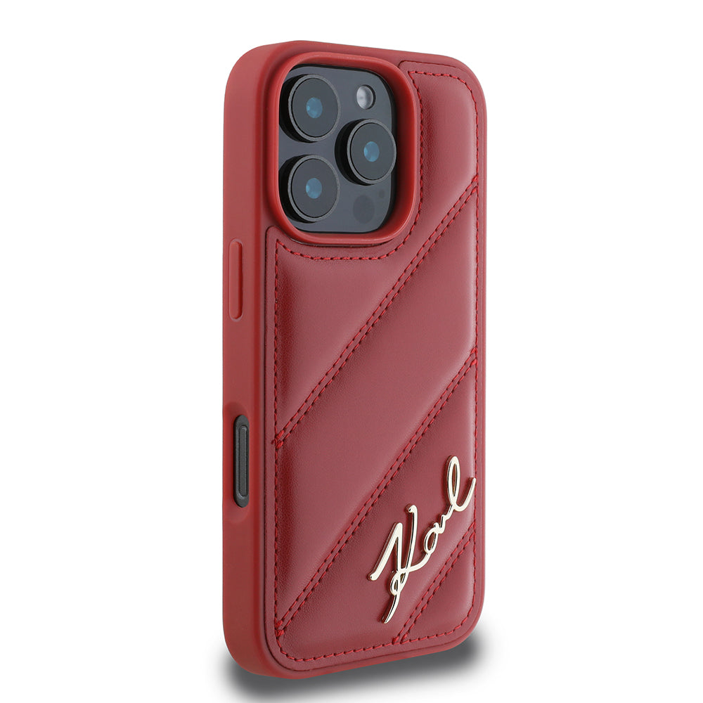 Pouzdro pro Apple iPhone 16 Pro, Karl Lagerfeld, Diagonal Quilted Script, Rosie