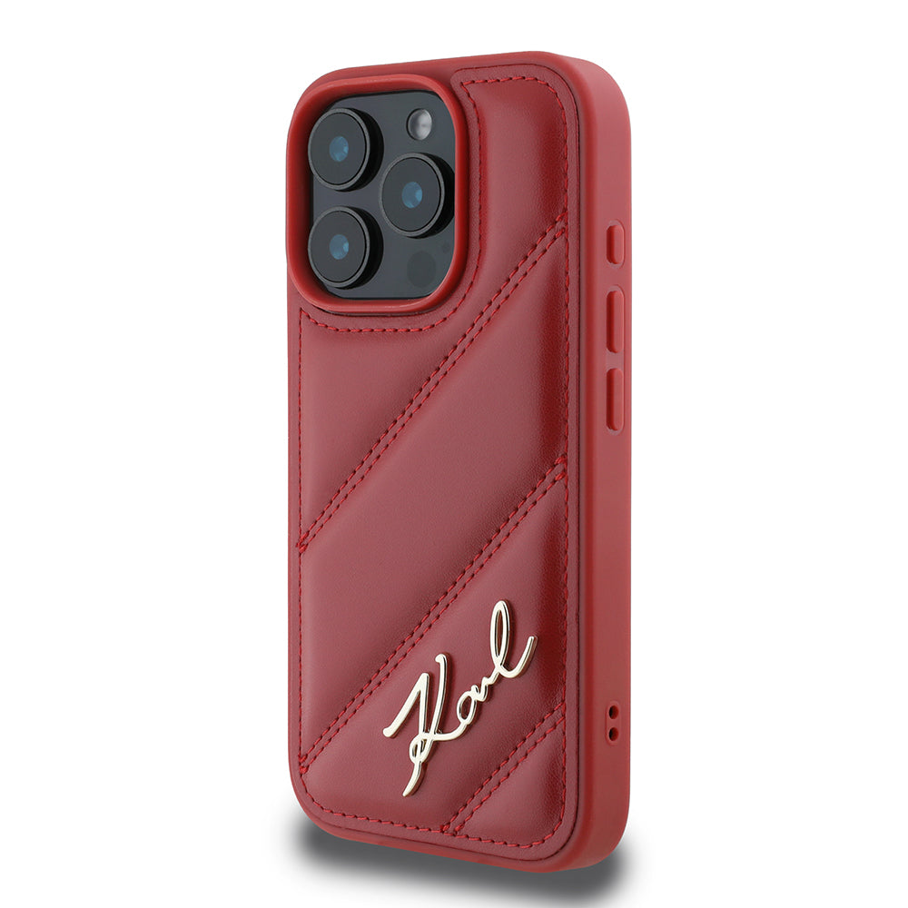 Pouzdro pro Apple iPhone 16 Pro, Karl Lagerfeld, Diagonal Quilted Script, Rosie