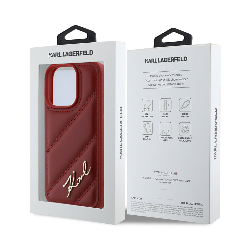 Pouzdro pro Apple iPhone 16 Pro, Karl Lagerfeld, Diagonal Quilted Script, Rosie
