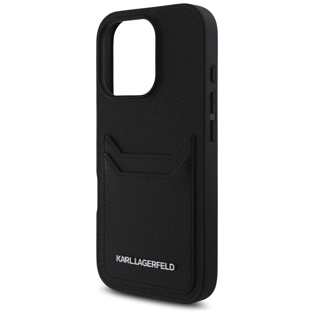 Pouzdro pro Apple iPhone 16 Pro, Karl Lagerfeld, Grained Cardslots, Černá