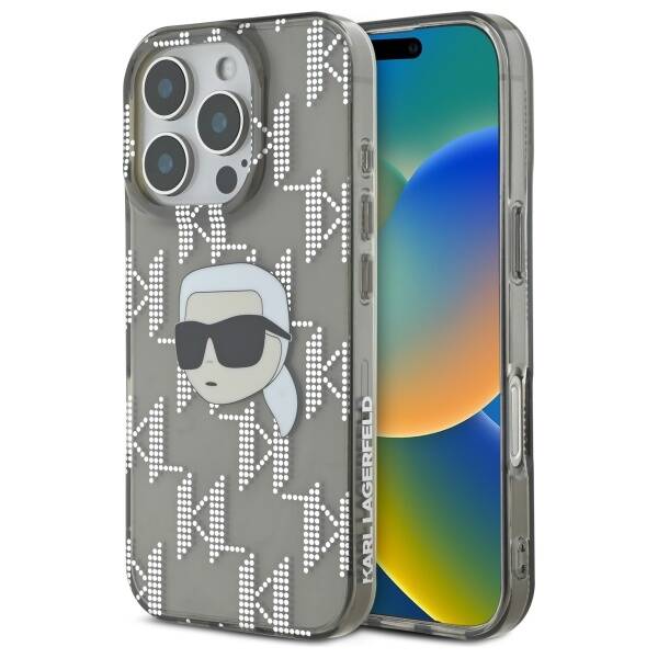 Pouzdro pro Apple iPhone 16 Pro, Karl Lagerfeld, IML Luxury Electroplated Karl's Head, Černá