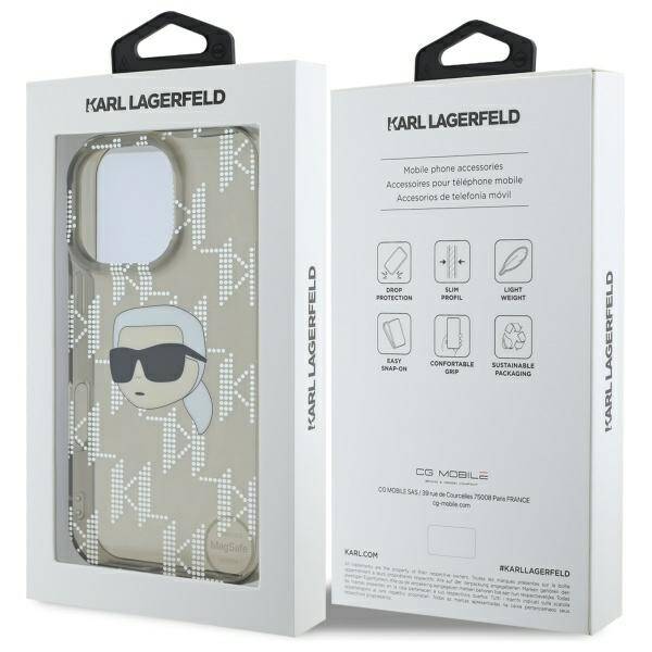Pouzdro pro Apple iPhone 16 Pro, Karl Lagerfeld, IML Luxury Electroplated Karl's Head, Černá