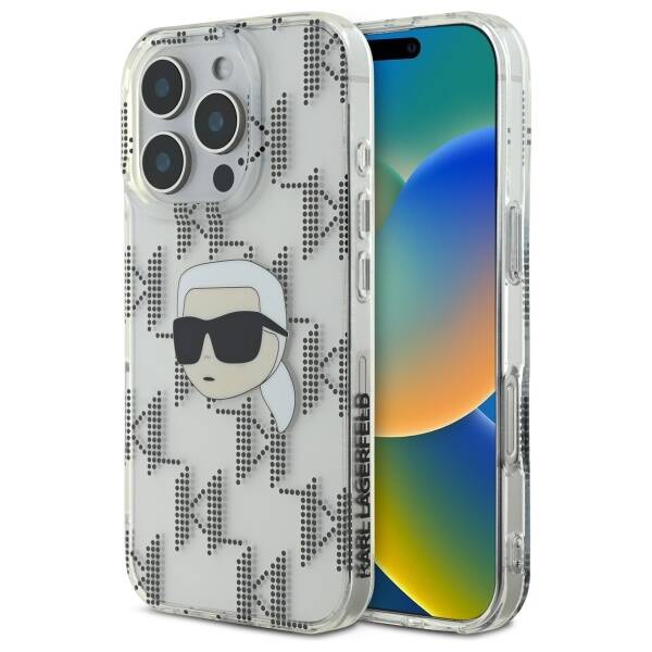 Pouzdro pro Apple iPhone 16 Pro, Karl Lagerfeld, IML Luxury Electroplated Karl's Head, Průhledné