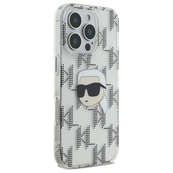 Pouzdro pro Apple iPhone 16 Pro, Karl Lagerfeld, IML Luxury Electroplated Karl's Head, Průhledné