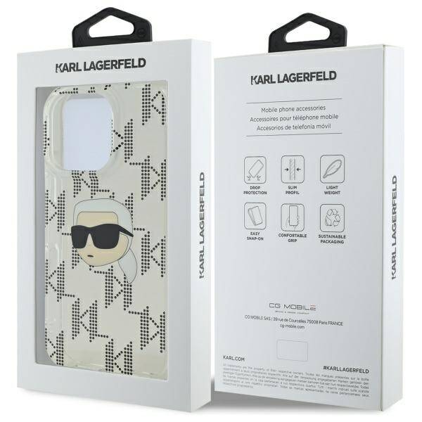 Pouzdro pro Apple iPhone 16 Pro, Karl Lagerfeld, IML Luxury Electroplated Karl's Head, Průhledné