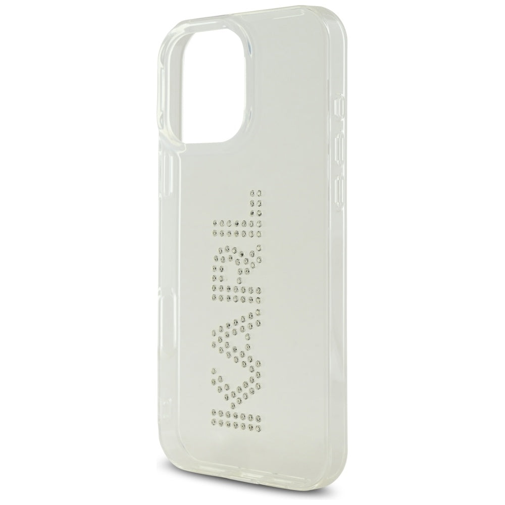 Pouzdro pro Apple iPhone 16 Pro, Karl Lagerfeld, IML Rhinestones Transparent Logo, Průhledné