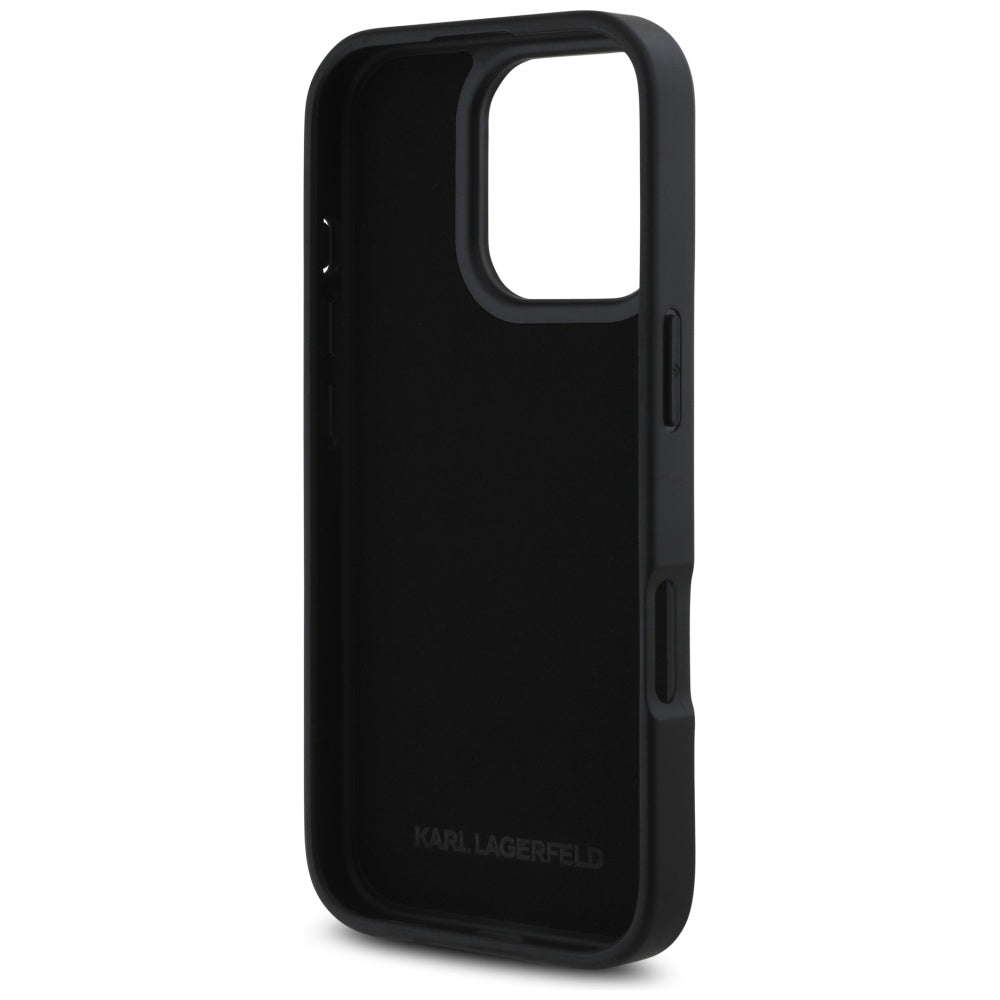 Pouzdro pro Apple iPhone 16 Pro, Karl Lagerfeld, Metal Signature, Černá