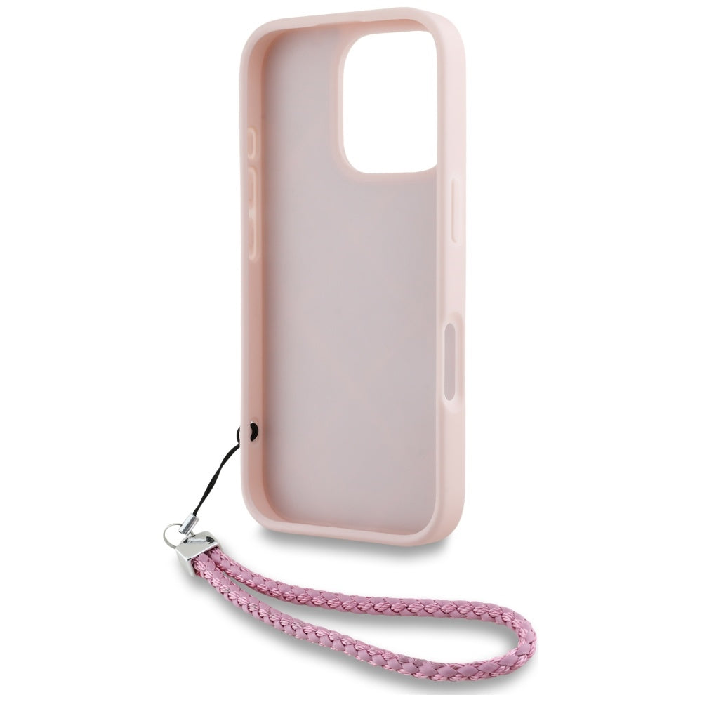 Pouzdro pro Apple iPhone 16 Pro, Karl Lagerfeld, Quilted Initial Logo & Chain Strap, Růžové