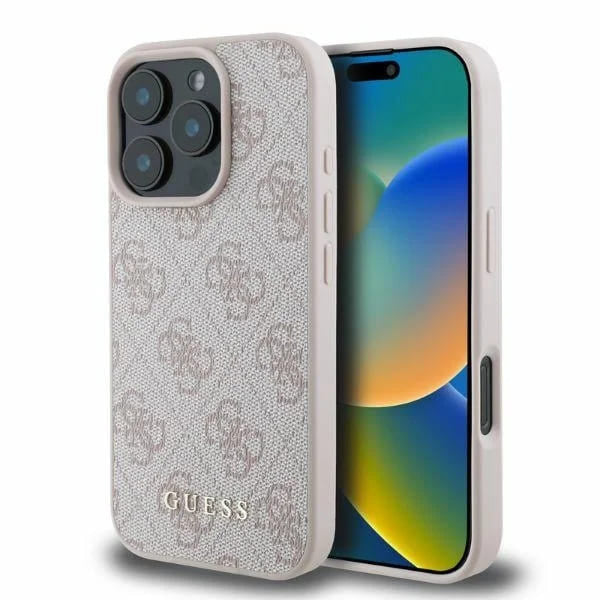Pouzdro pro Apple iPhone 16 Pro Max, Guess, 4G Classic, Růžové